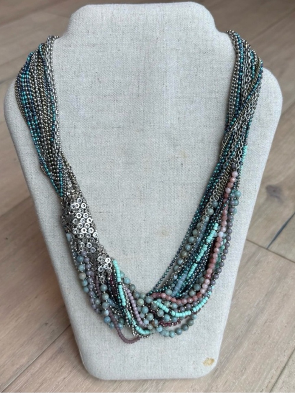 Stella & Dot - Multi-Strand Pastel Bead and Chain Necklace